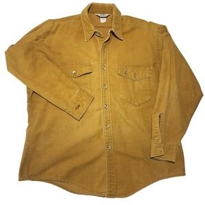 Duxbak Canvas Hunting Shirt Mens XL Tan Embroidered Deer Duck Button Up Vintage